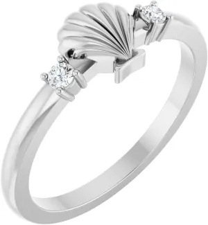 Platinum Diamond Seashell Fashion Ring Fine Jewelry For Women Gifts For Her (.06 cttw), Size 7