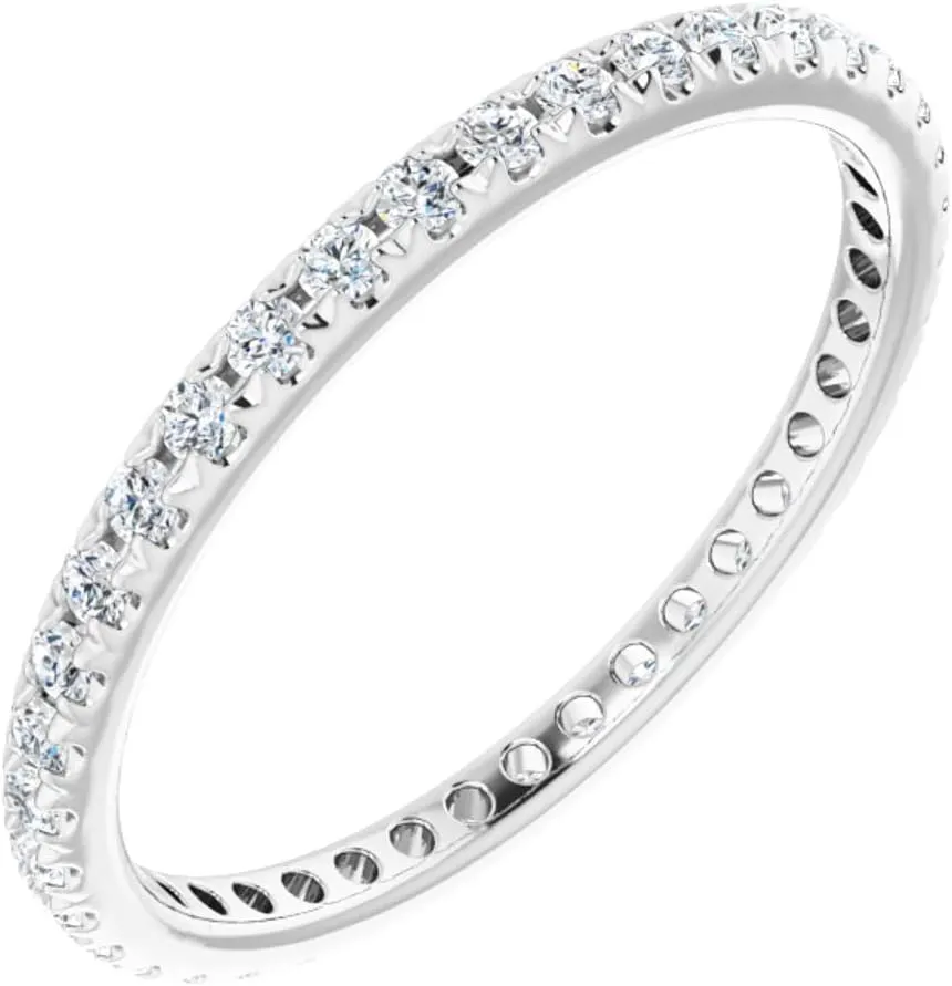 Platinum French Set Diamond Bridal Wedding Engagement Anniversary Eternity Band Ring Fine Jewelry For Women Gifts For Her (1/2 cttw), Size 8