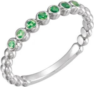 Platinum Lab-Grown Emerald Stackable Fashion Ring Fine Jewelry For Women Gifts For Her, Size 7