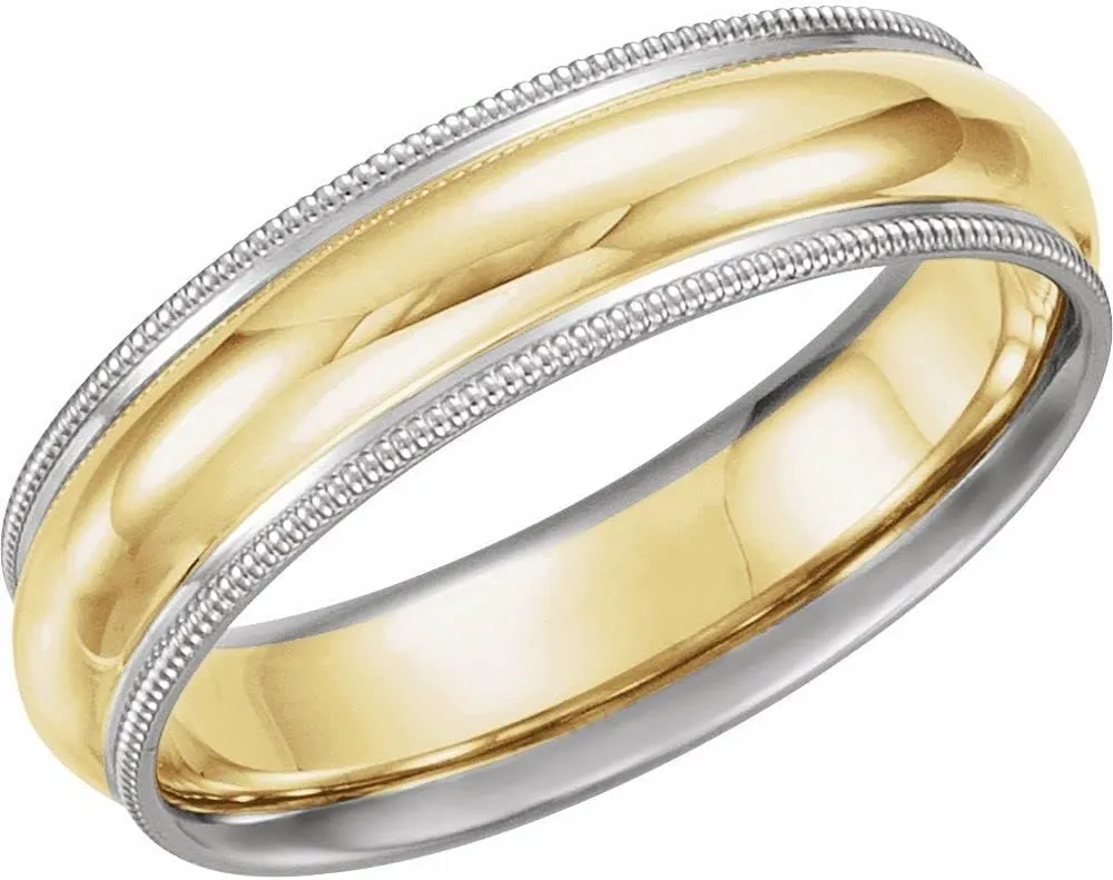 Platinum or 14k Gold 6mm Comfort Fit Milgrain Bridal Wedding Band Ring Fine Jewelry for Women Gifts for Her