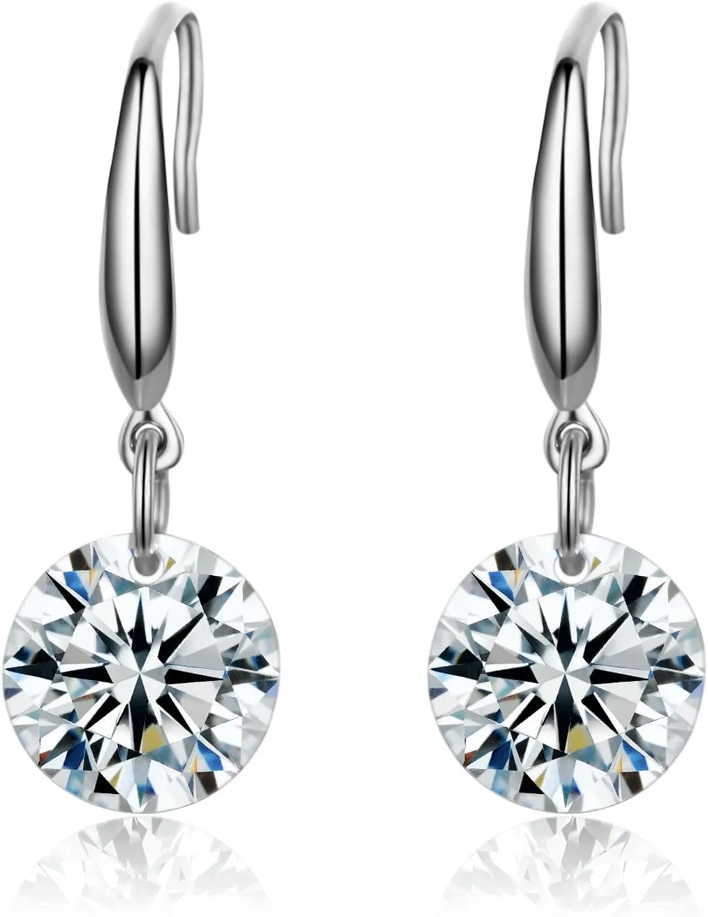 Platinum-Plated Sterling Silver Drop Earrings Made with Austrian Crystals