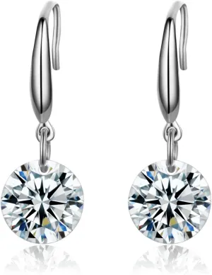 Platinum-Plated Sterling Silver Drop Earrings Made with Austrian Crystals