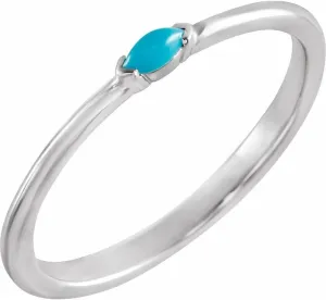 Platinum Turquoise Stackable Fashion Ring Fine Jewelry For Women Gifts For Her, Size 7