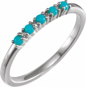 Platinum Turquoise Stackable Fashion Ring Fine Jewelry For Women Gifts For Her, Size 7