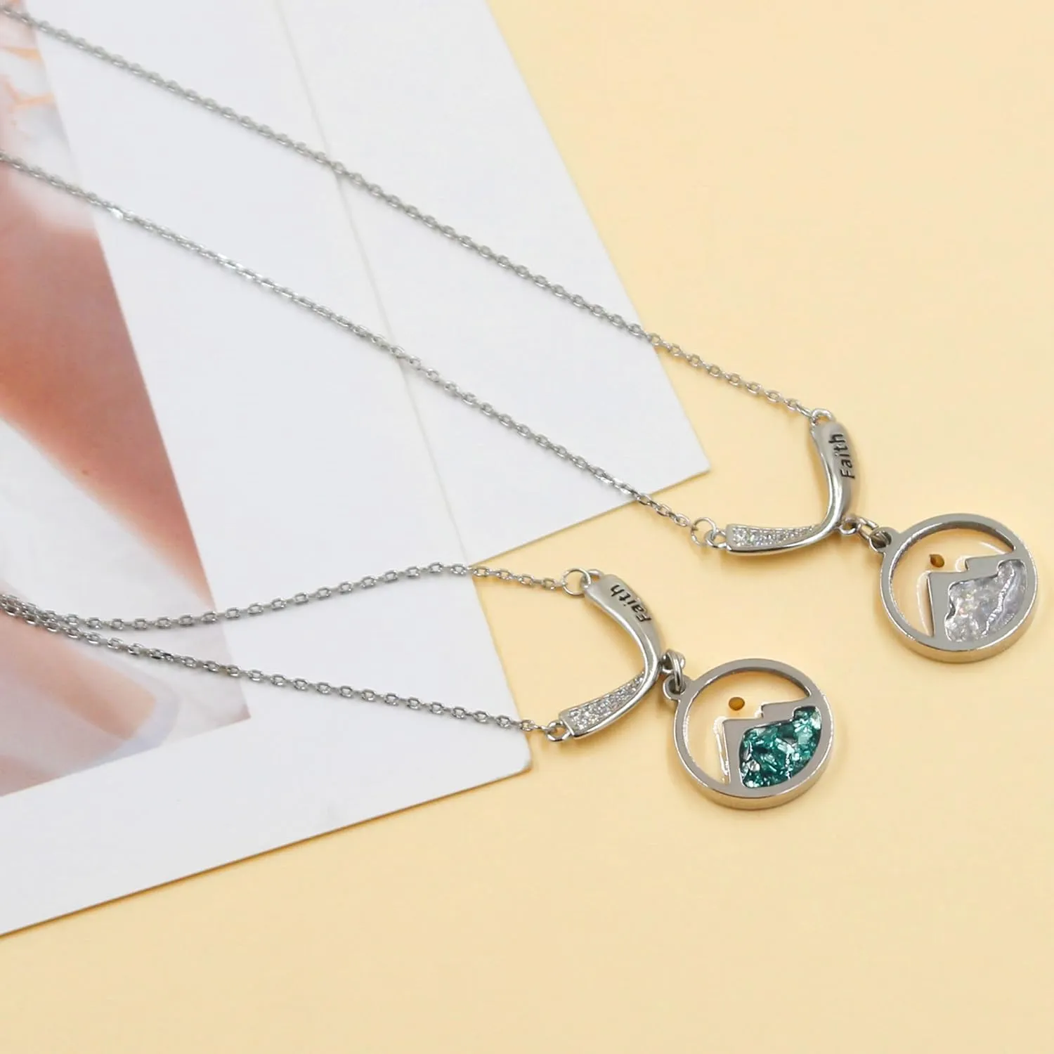 Platinum/Rose Gold Plated V-Shape Pendant Faith Mustard Seed Necklace with Cubic Zirconia Elegant Christian Jewelry for Women YA4989