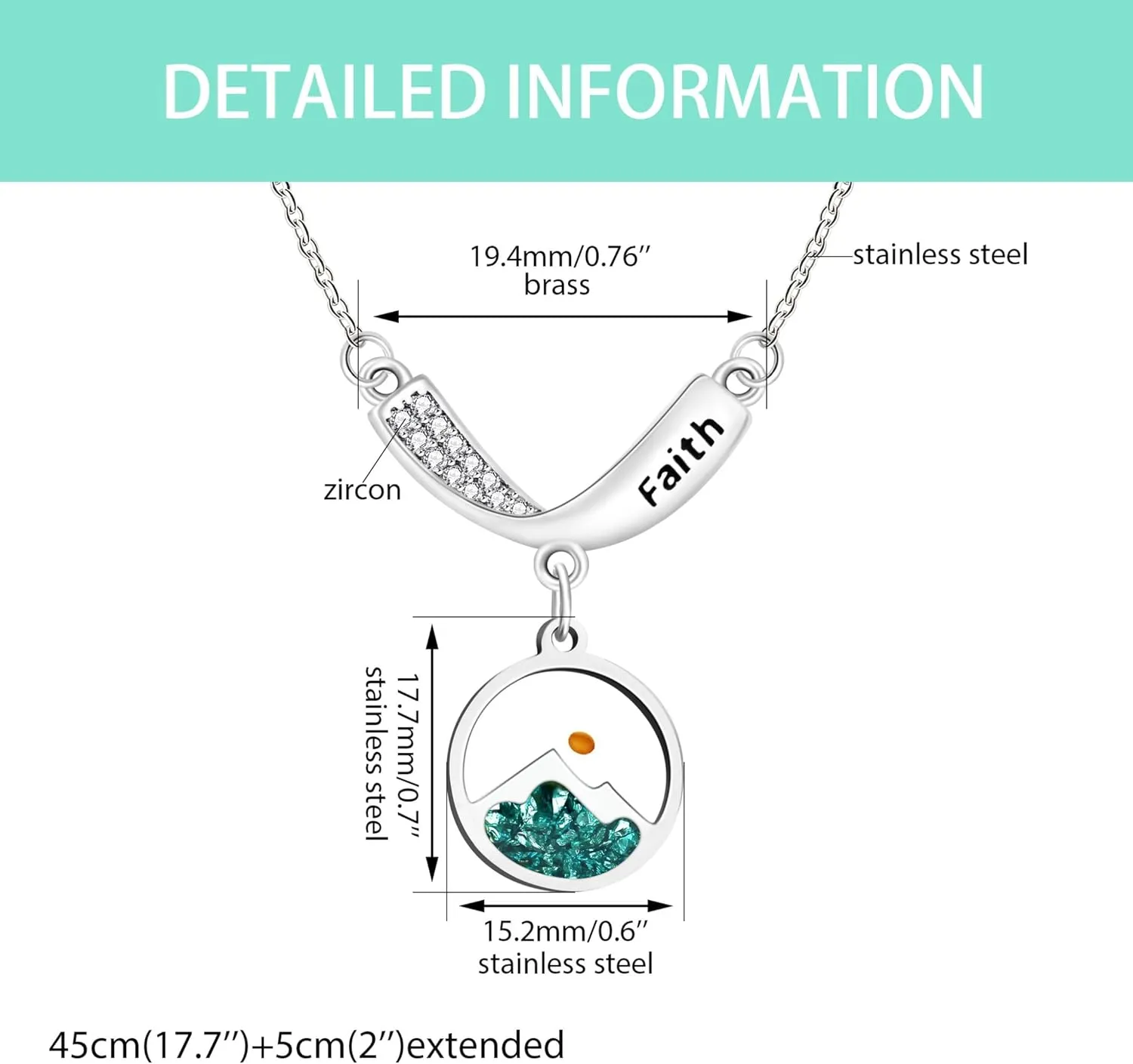 Platinum/Rose Gold Plated V-Shape Pendant Faith Mustard Seed Necklace with Cubic Zirconia Elegant Christian Jewelry for Women YA4989