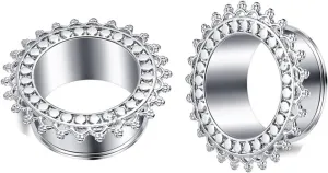 Plugs Gauges Elegant, Surgical Steel Ear Tunnels and Plugs Body Piercing Jewelry With Vintage Flower Edge Unique Gifts for Women