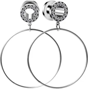 Plugs Gauges Elegant, Surgical Steel Gauges for Ears Body Piercing Jewelry Tunnels With Big Hoop Dangle Best Friends Gifts
