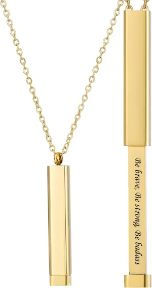 Plumiss Hidden Secret Message Slider Necklace Funny Inspirational Jewelry Gifts for Daughter/Sister/Mom/Friend, Unique Friendship Jewelry, Perfect Birthday Gifts