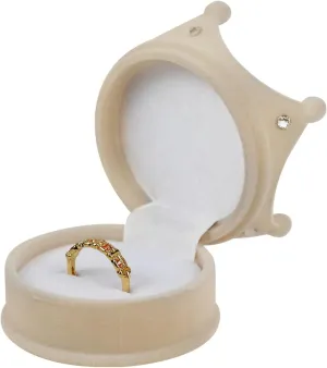 Plush Ring Box, Small Crown Shape Earring Storage Organiser Velvet Ring Holder Portable Ring Jewelry Box, Jewellery Organiser Box for Ear Studs, Nose Studs, Lip Studs