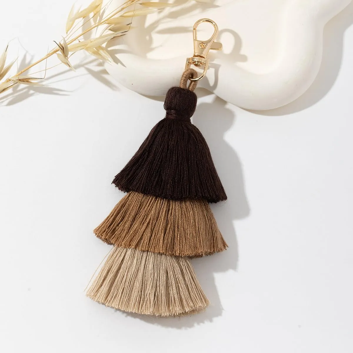 POYAMUSE Boho Colorful Tassel Keychain - Bohemian Layered Fringe Key Ring for Women Girls Car Key Handbag Purse