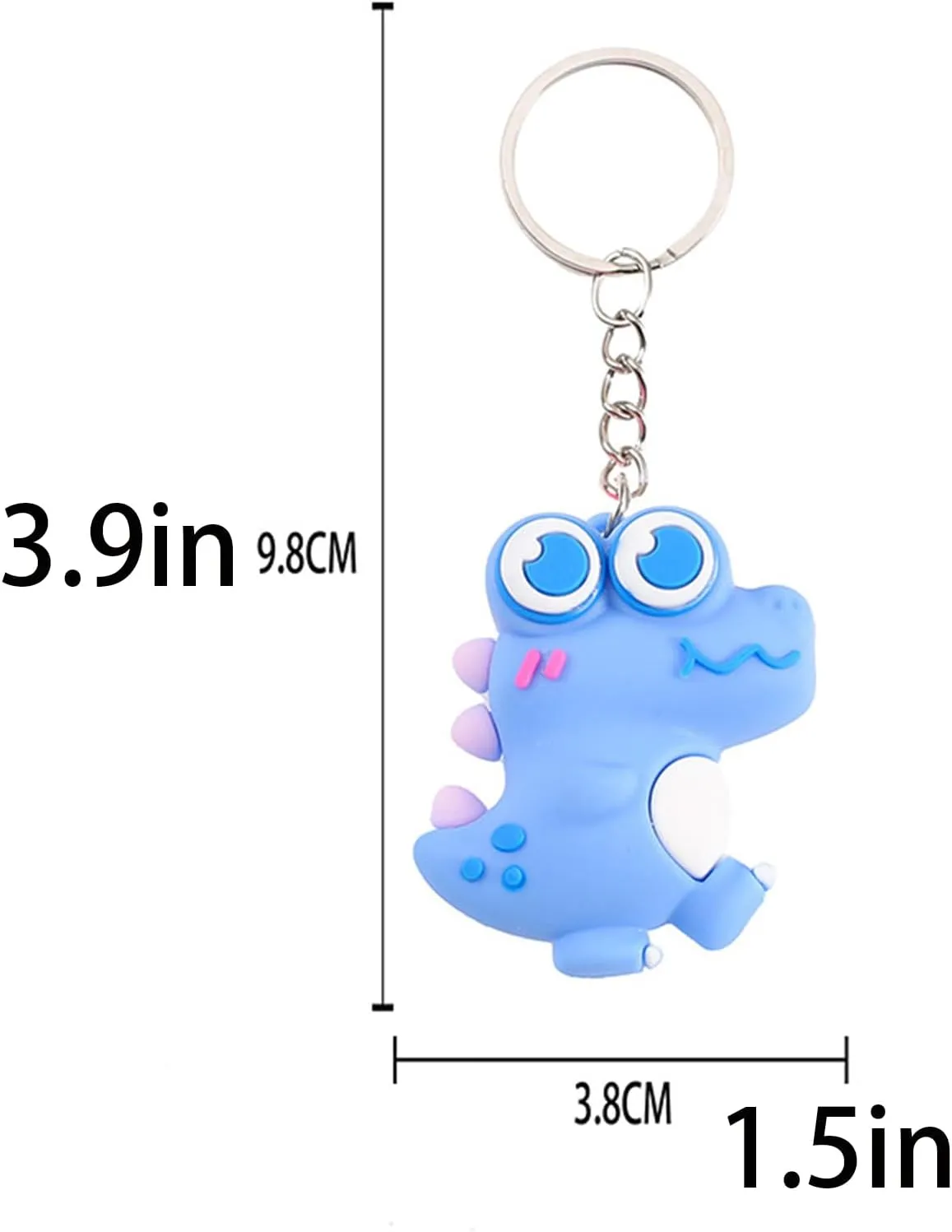 POYAMUSE Colorful Cartoon Dinosaur Keychain - Fun Novelty Dinosaur Charm Keyring for Boys Girls