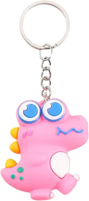 POYAMUSE Colorful Cartoon Dinosaur Keychain - Fun Novelty Dinosaur Charm Keyring for Boys Girls