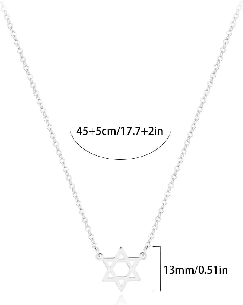 POYAMUSE Star of David Necklace for Women - Elegant Stainless Steel 18K Gold Plated Star Necklace, Dainty Jewish Jewelry Gift for Women