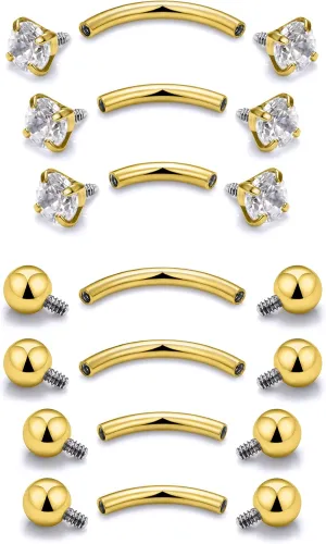 Prjndjw Eyebrow Piercing Jewelry Surgical Steel Curved Barbell Tiny Eyebrow Ring Vertical Labret Lip Jewelry Ear Rook Navel Small Belly Button Ring for Women Men 20g 16g 6mm/8mm/10mm/12mm