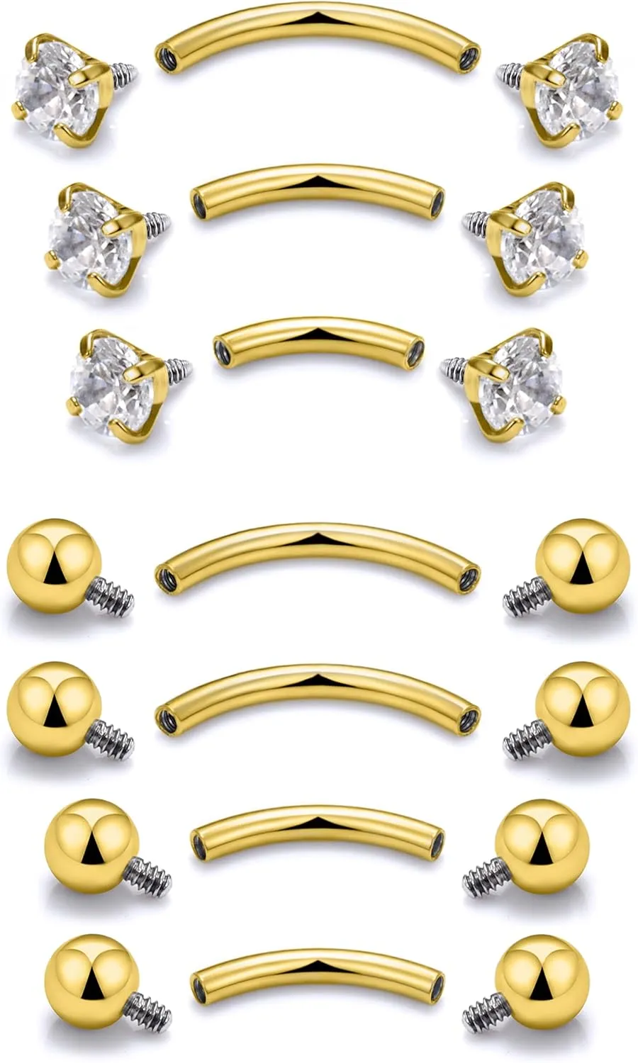 Prjndjw Eyebrow Piercing Jewelry Surgical Steel Curved Barbell Tiny Eyebrow Ring Vertical Labret Lip Jewelry Ear Rook Navel Small Belly Button Ring for Women Men 20g 16g 6mm/8mm/10mm/12mm