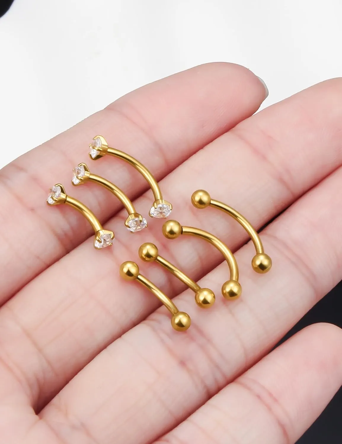 Prjndjw Eyebrow Piercing Jewelry Surgical Steel Curved Barbell Tiny Eyebrow Ring Vertical Labret Lip Jewelry Ear Rook Navel Small Belly Button Ring for Women Men 20g 16g 6mm/8mm/10mm/12mm