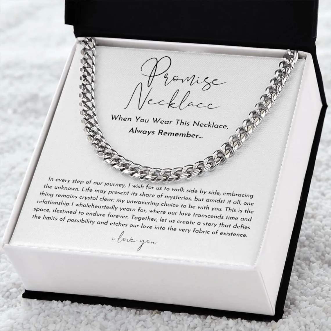 Promise Necklace for Him - Cuban Chain with Promise Gift Option, Perfect Boyfriend Birthday Gift
