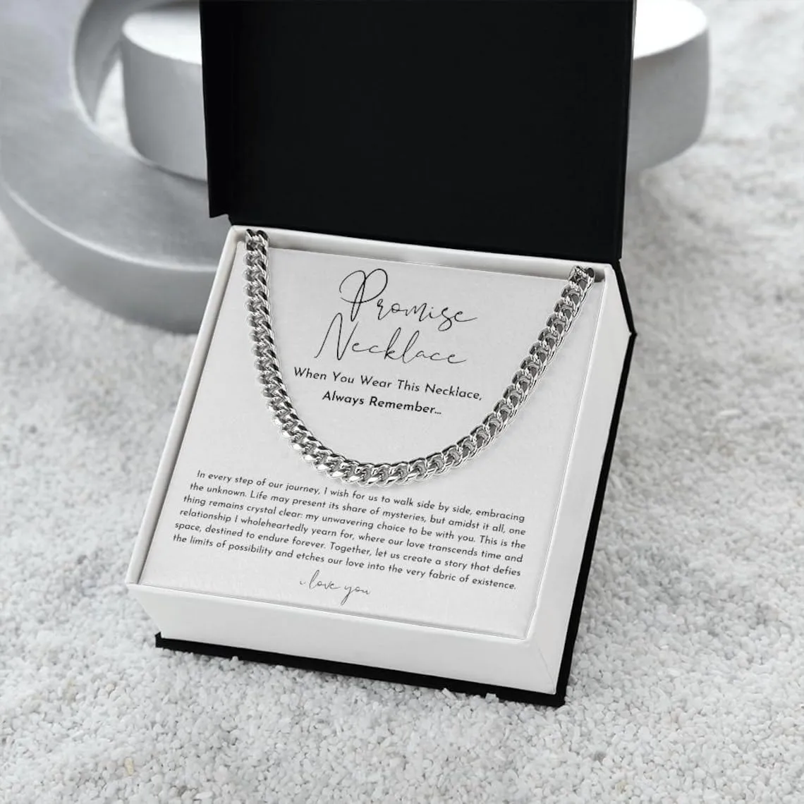 Promise Necklace for Him - Cuban Chain with Promise Gift Option, Perfect Boyfriend Birthday Gift
