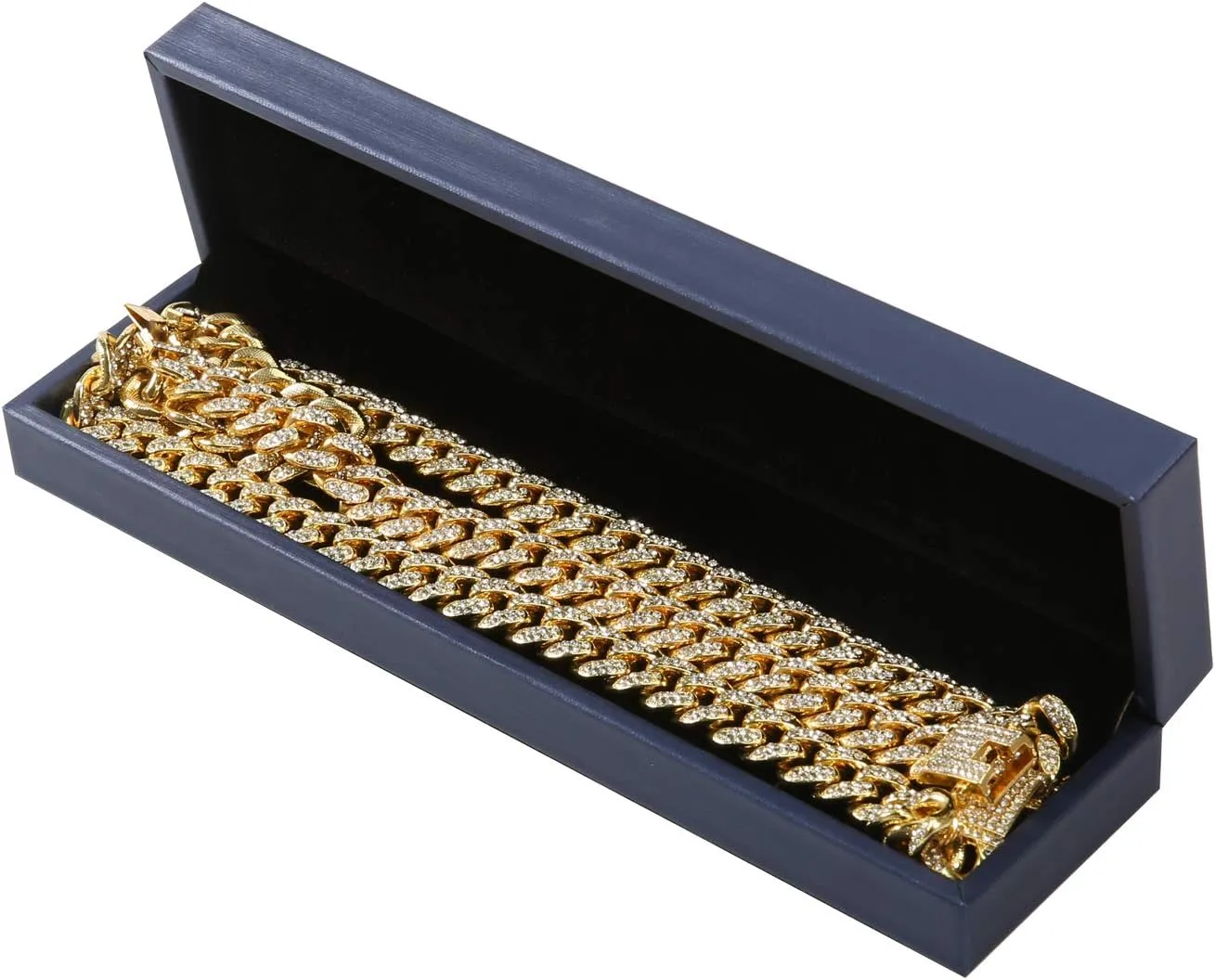 putouzip Miami Cuban Link Chains Set For Men 12/14/20mm 18K Gold Plated Diamond Fully Iced Out Chain Bracelet Necklace