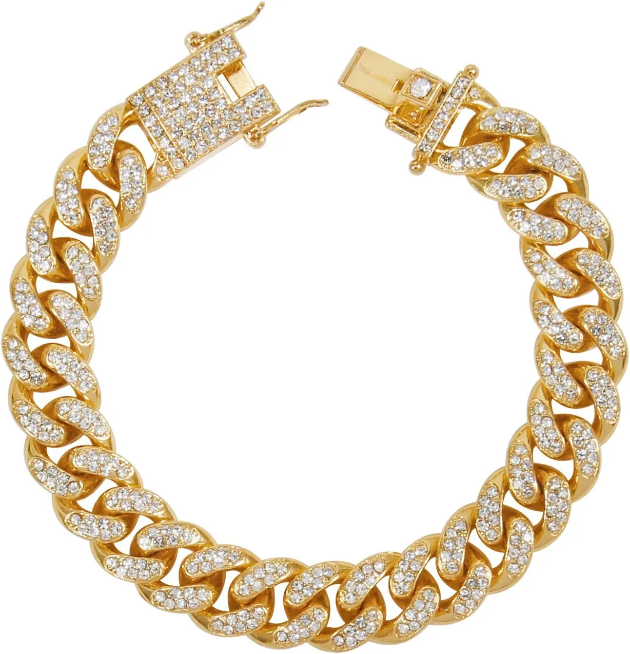 putouzip Miami Cuban Link Chains Set For Men 12/14/20mm 18K Gold Plated Diamond Fully Iced Out Chain Bracelet Necklace