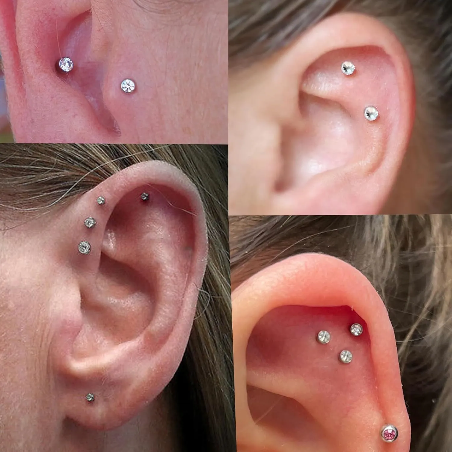 QWALIT 16G Clear Lip Rings Studs Plastic Medusa Labret Piercing Jewelry Push in Cartilage Earring Tragus Earrings Threadless Helix Piercing Jewelry Helix Earrings 6mm 8mm 10mm