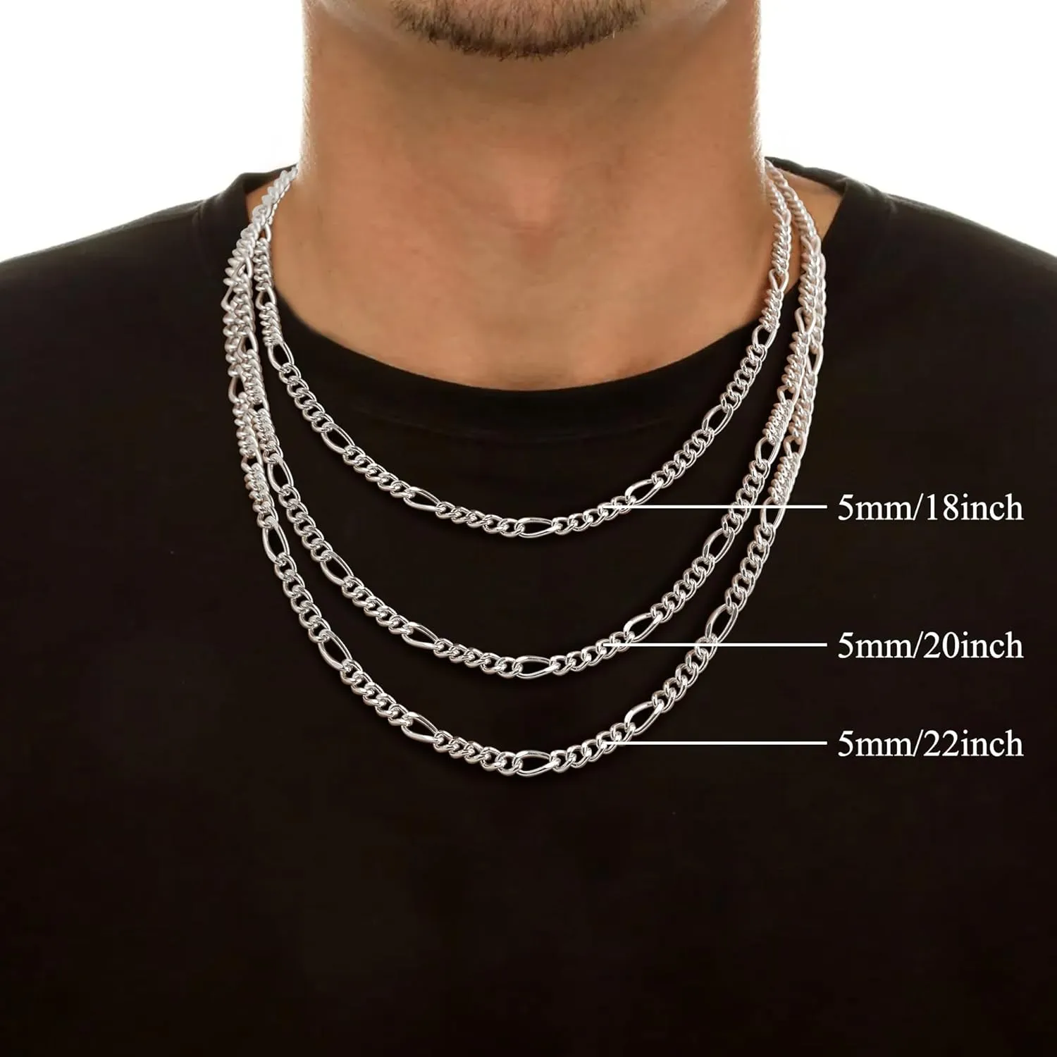 RANKEEF      for Men  / Diamond-Cut Figaro Link Chain //  Length