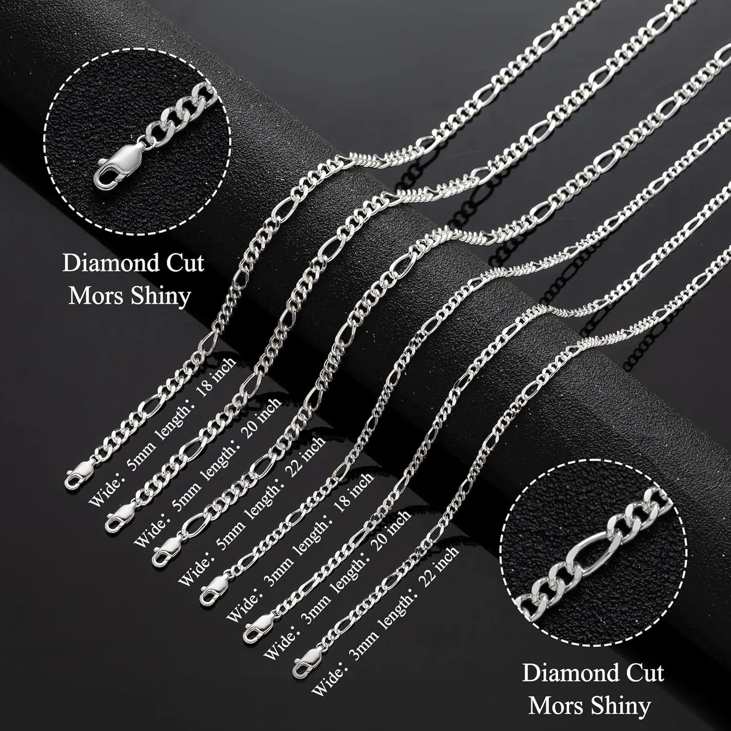 RANKEEF      for Men  / Diamond-Cut Figaro Link Chain //  Length