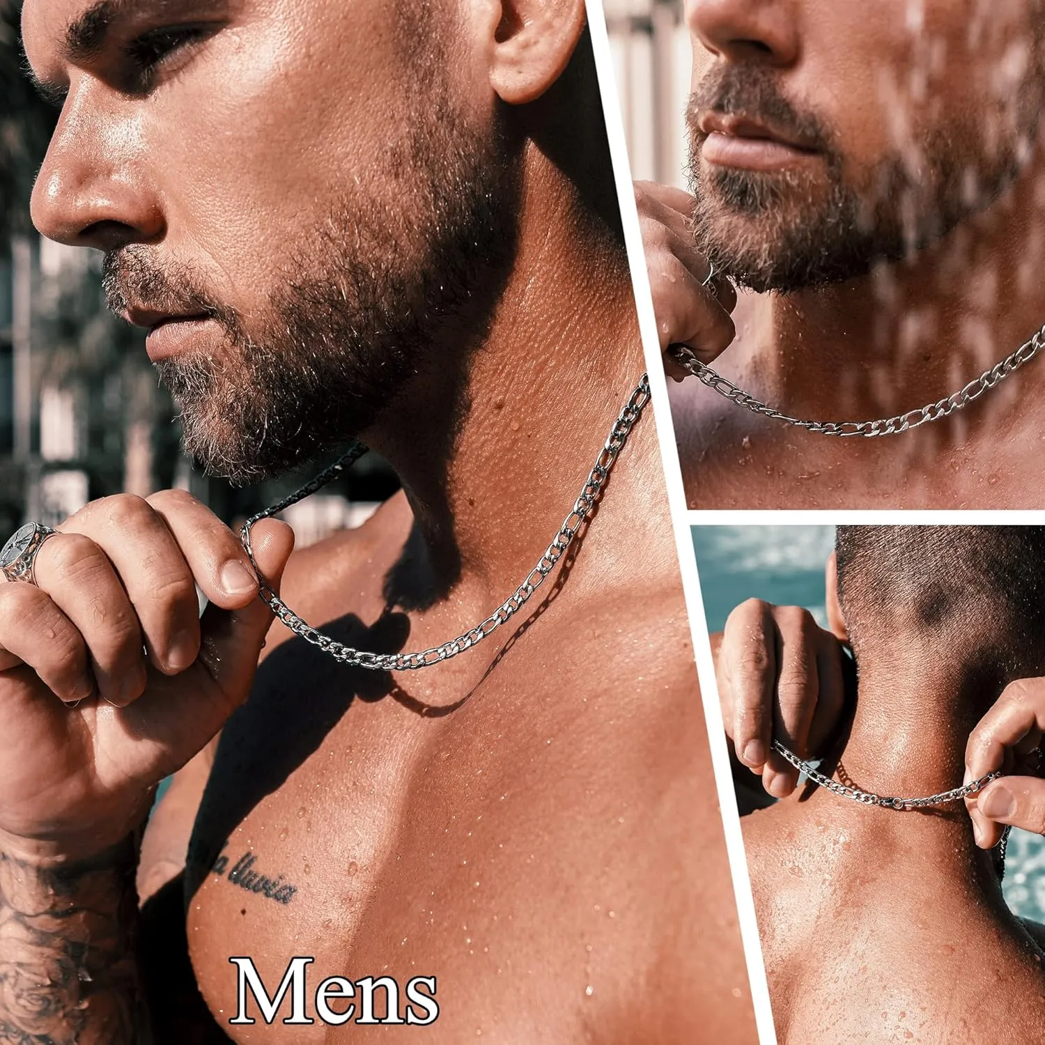 RANKEEF      for Men  / Diamond-Cut Figaro Link Chain //  Length