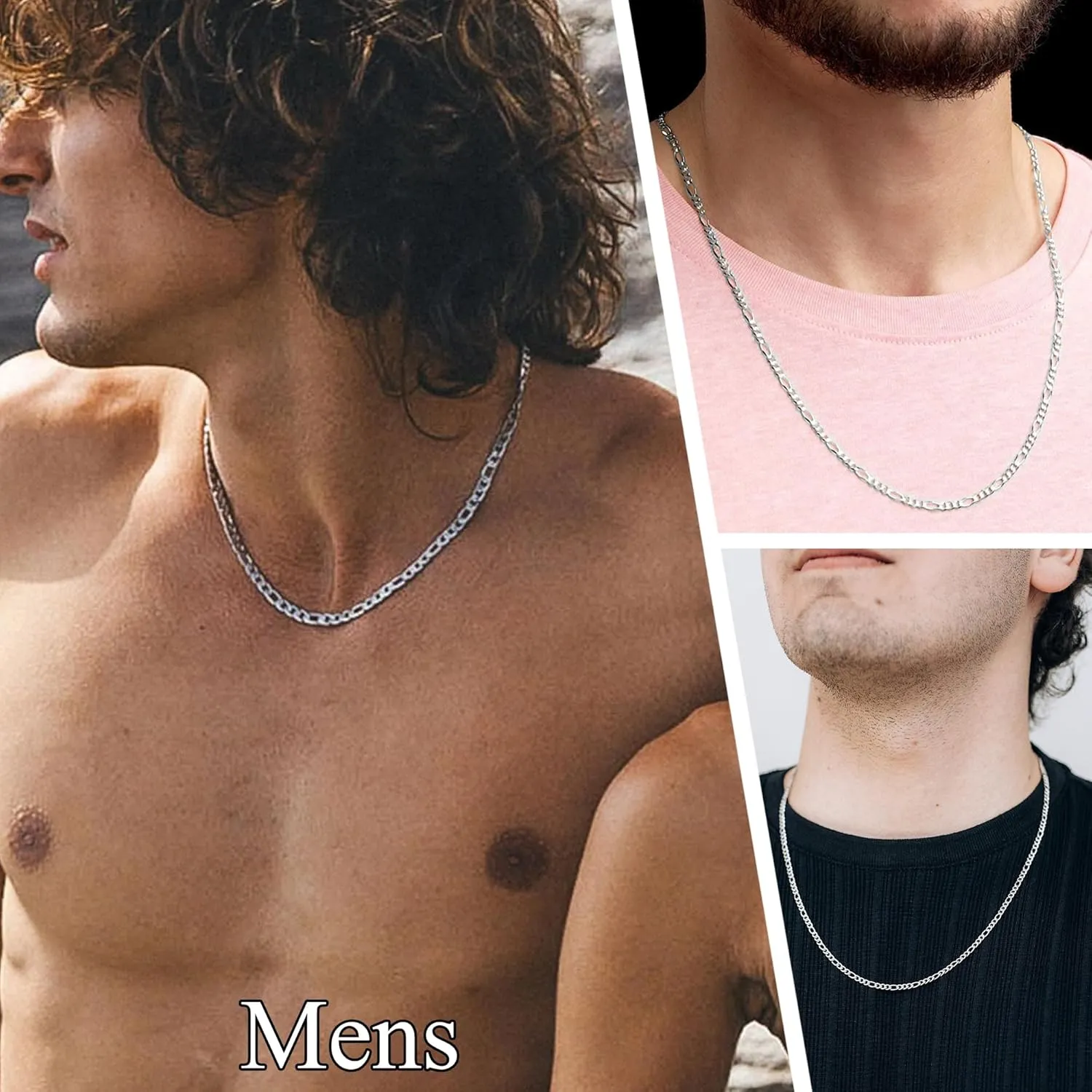 RANKEEF      for Men  / Diamond-Cut Figaro Link Chain //  Length