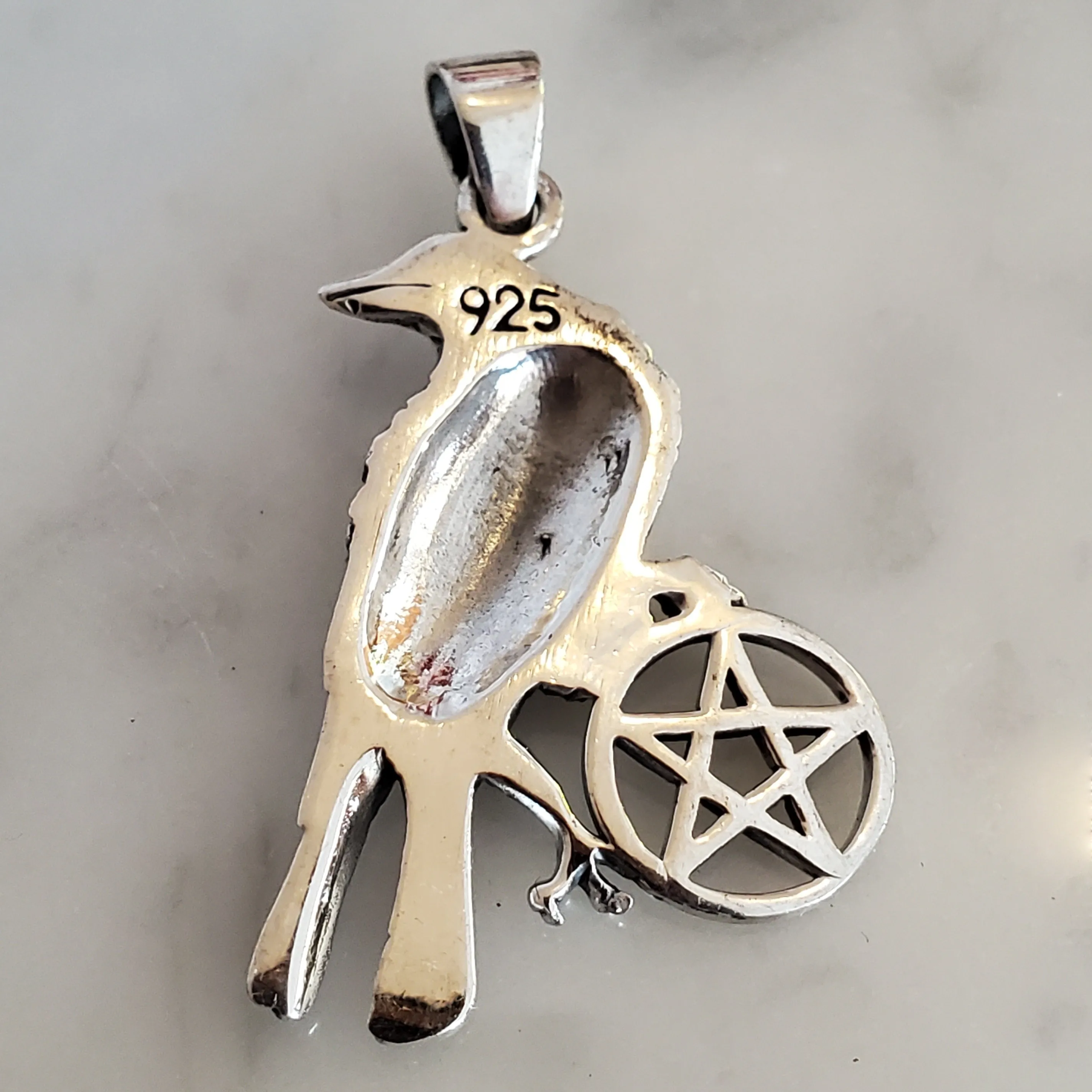 Raven Pentagram .925 Sterling Silver Charm Pendant