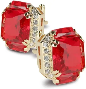Rectangular Colored Diamond-Flanked Crystal Cuff Links  Tuxedo Suit Accessories, Cufflinks for Men