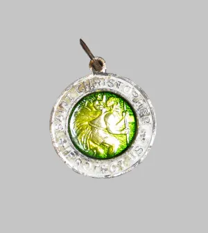 Red Rabbit Enamel Steel St Christopher Green Charm