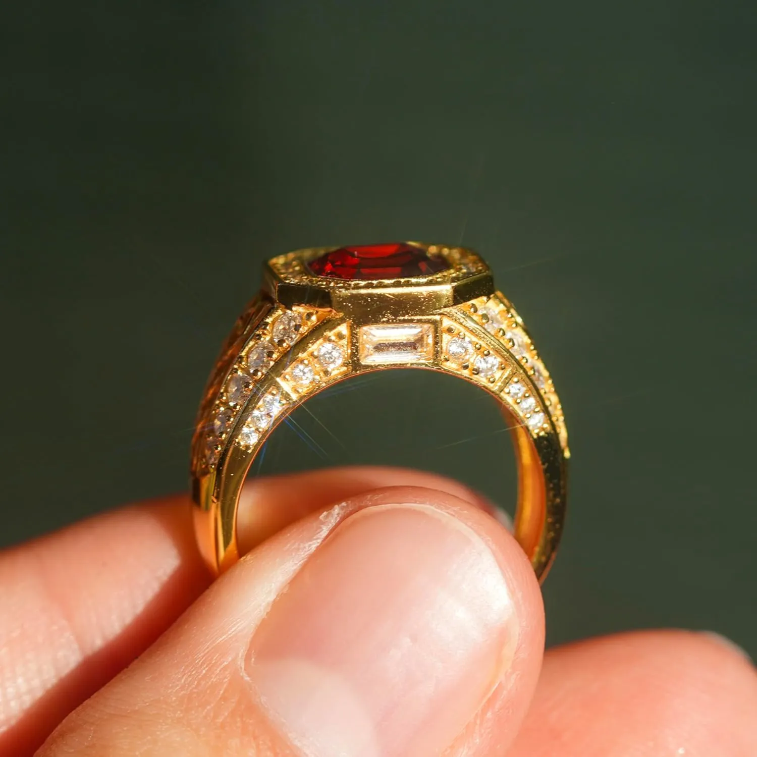 Red Ruby Celtic Knot Ring for Men 14K Gold Plated in Sterling Silver Red Ruby Wedding Band Ring Customizable Solid Gold Sizes 4-18