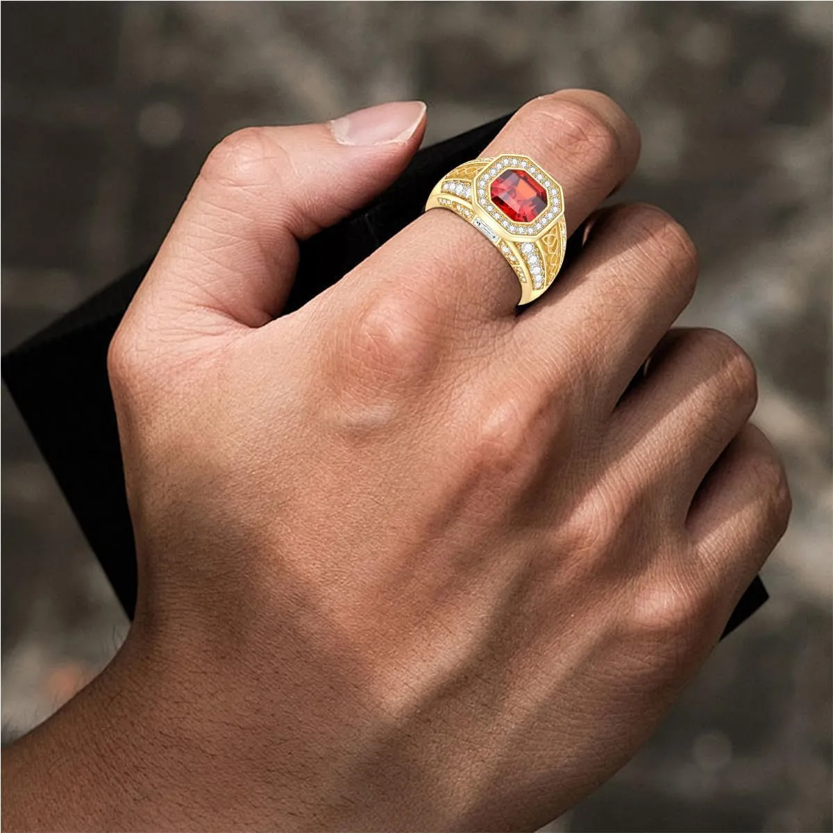 Red Ruby Celtic Knot Ring for Men 14K Gold Plated in Sterling Silver Red Ruby Wedding Band Ring Customizable Solid Gold Sizes 4-18