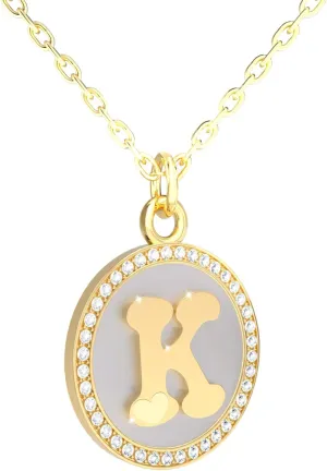 REGIS Necklace for Women Gold Initial Necklace 14K Gold-Plated Round Pendant Personalized A-Z Letter Chain Jewelry Gift for Her