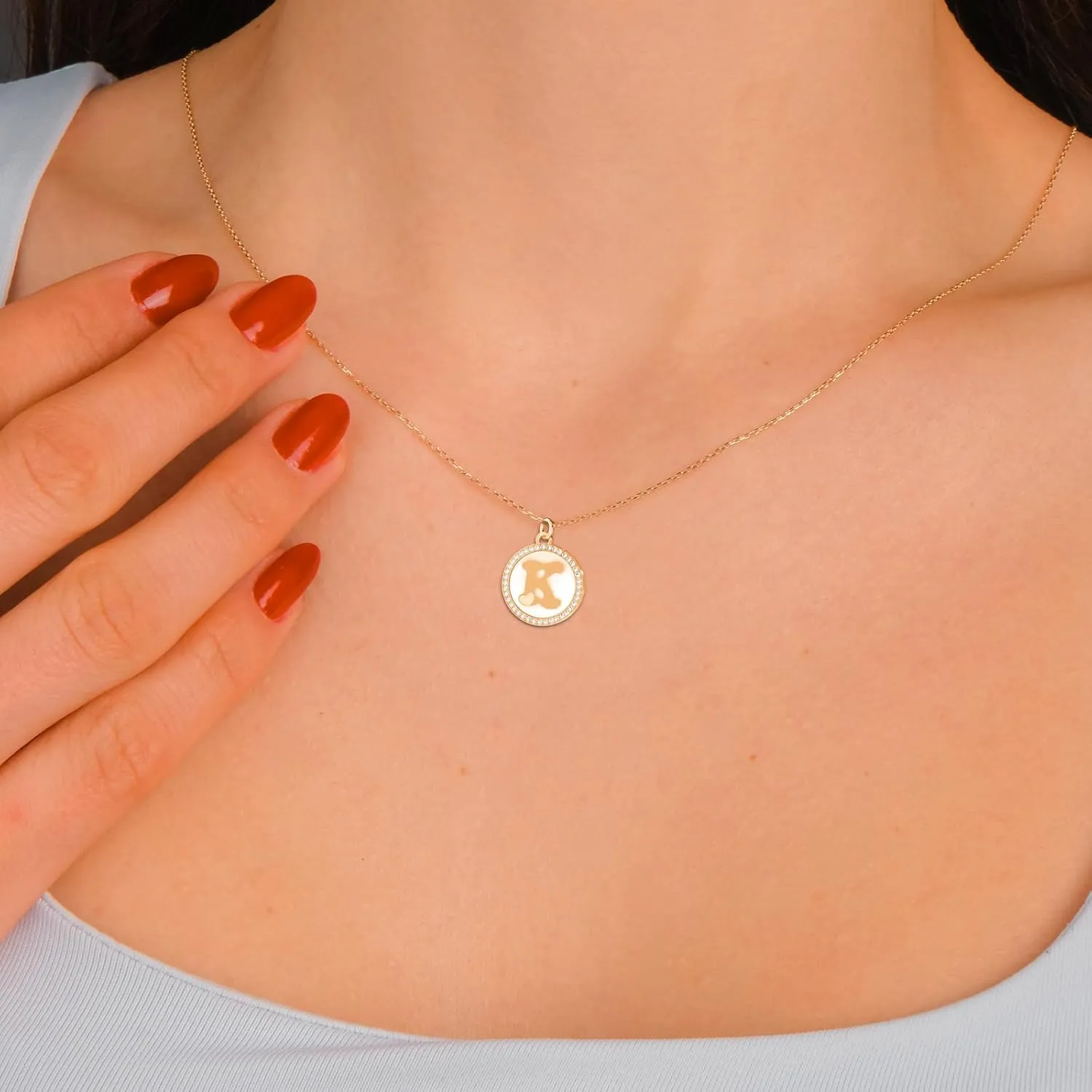 REGIS Necklace for Women Gold Initial Necklace 14K Gold-Plated Round Pendant Personalized A-Z Letter Chain Jewelry Gift for Her