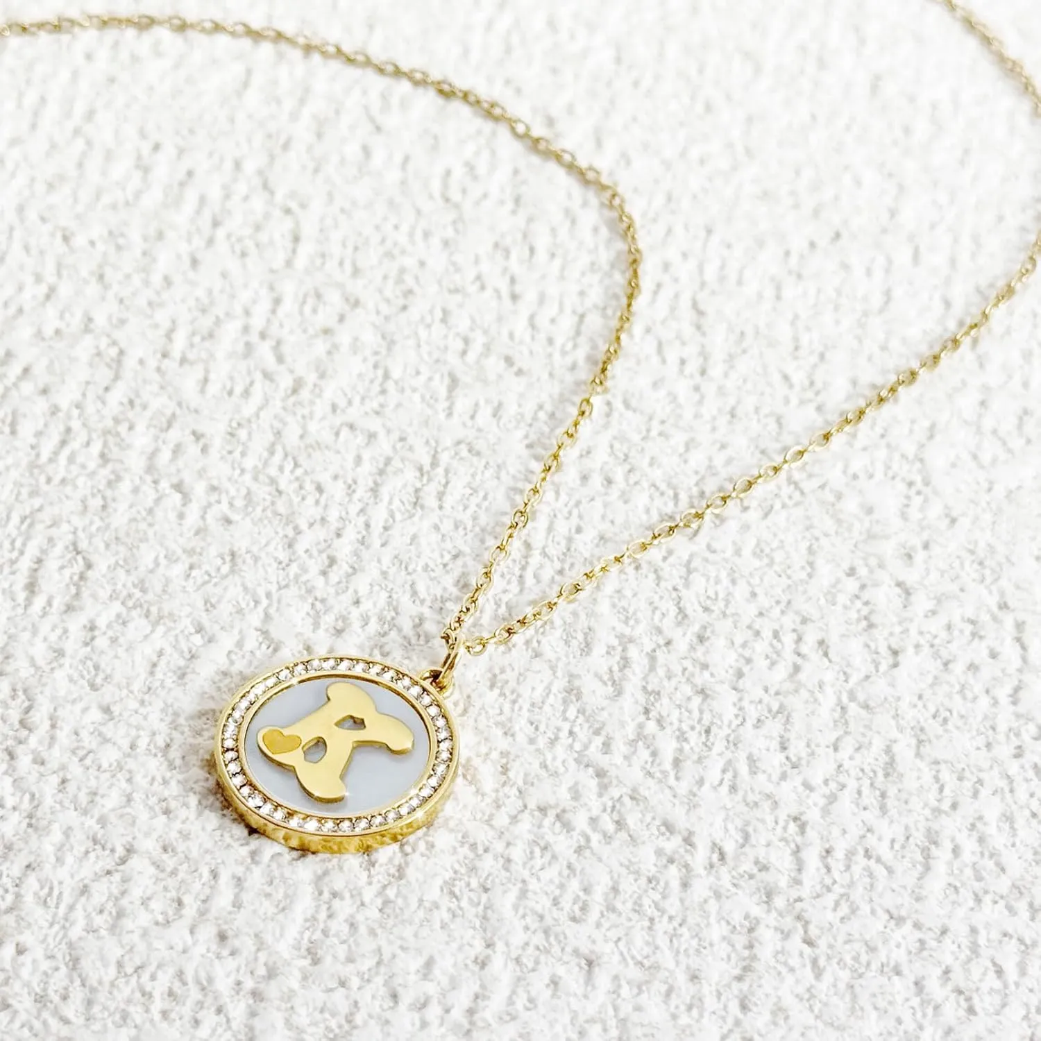 REGIS Necklace for Women Gold Initial Necklace 14K Gold-Plated Round Pendant Personalized A-Z Letter Chain Jewelry Gift for Her
