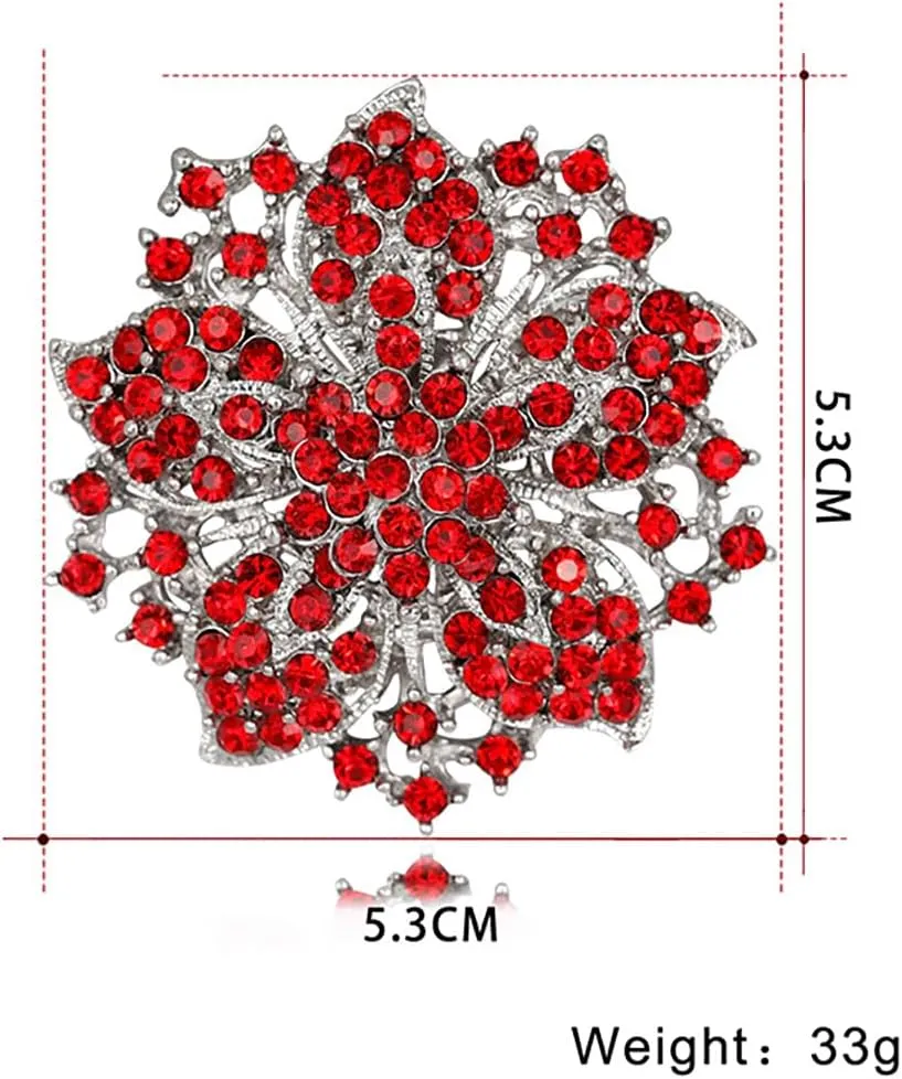 Rhinestone Bauhinia Flower Brooch Pin - Elegant Clothing Accessory for Women - Big Crystal Flower Brooch for Christmas, Halloween, Birthday, Party, Wedding Costume Jewelry
