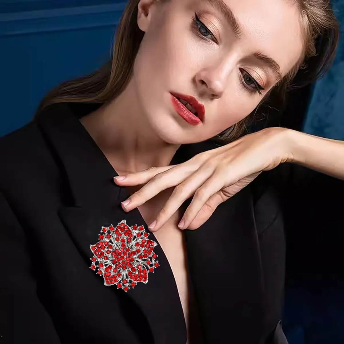 Rhinestone Bauhinia Flower Brooch Pin - Elegant Clothing Accessory for Women - Big Crystal Flower Brooch for Christmas, Halloween, Birthday, Party, Wedding Costume Jewelry