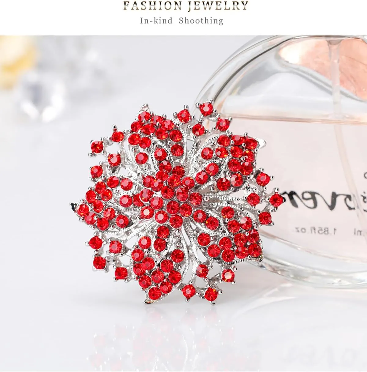 Rhinestone Bauhinia Flower Brooch Pin - Elegant Clothing Accessory for Women - Big Crystal Flower Brooch for Christmas, Halloween, Birthday, Party, Wedding Costume Jewelry