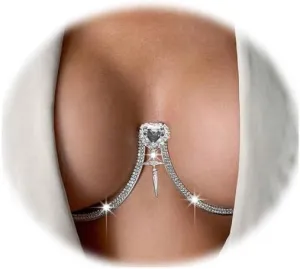 Rhinestone Chest Bracket Chain Trendy Crystal Heart Pendant Chest Bracket Bra Chain Sexy Bikini Bra Body Chain Jewelry for Women