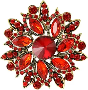 Rhinestone Flower Brooch for Women Vintage Crystal Flower Brooch Pin Elegant Clothing Hat Bag Accessories Christmas Birthday Party Wedding Costume Jewelry