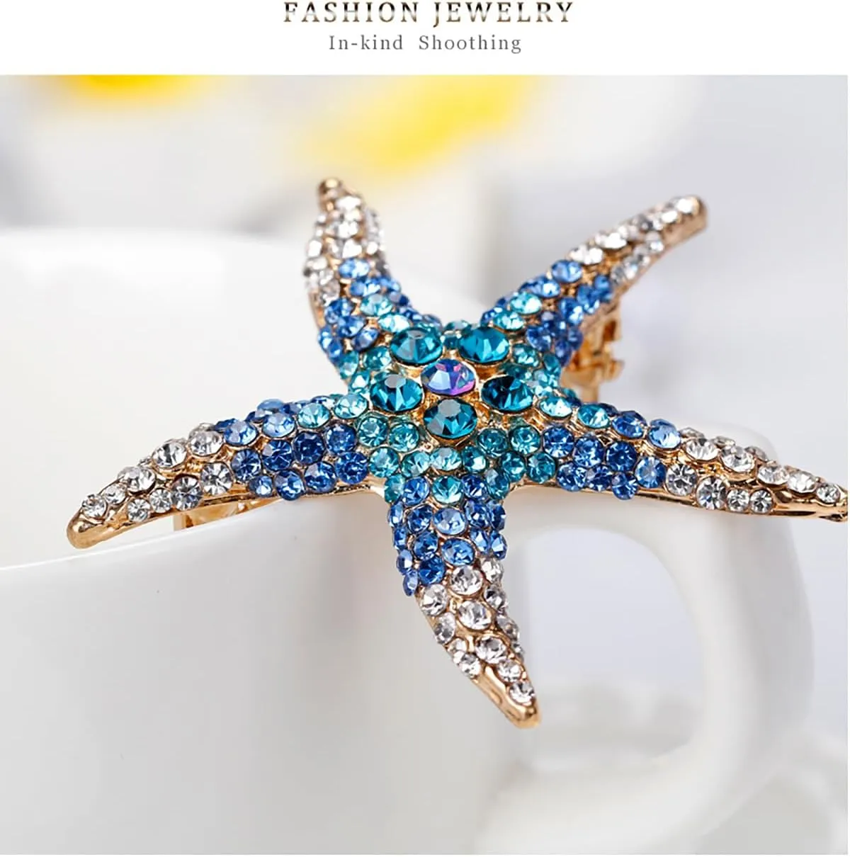 Rhinestone Starfish Brooch for Women Shining Starfish Brooch Pin Crystal Star Brooch Pin Cute Ocean Themed Brooch Elegant Clothing Hat Bag Accessories