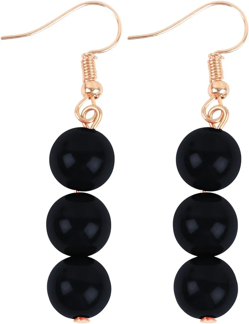 RIAH FASHION Multi Beaded Bubble Statement Necklace - Round Ball Chunky Drape Bib Collar Marbled, 7 Layer Long