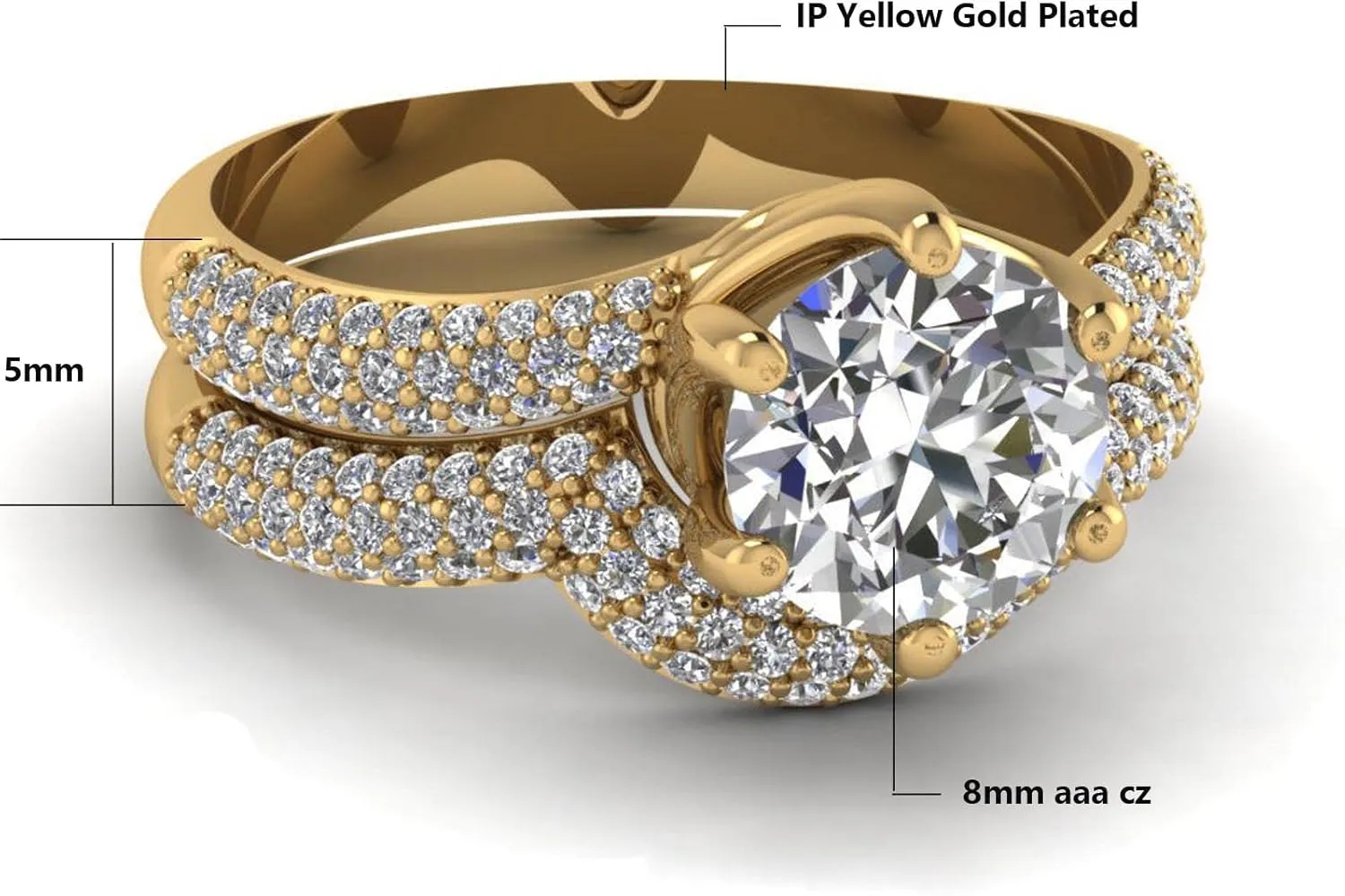 ringheart Couple Rings Matching Ring 1.5ct CZ Gold Plated Women Wedding Ring Sets for Him and Her Ring Sets