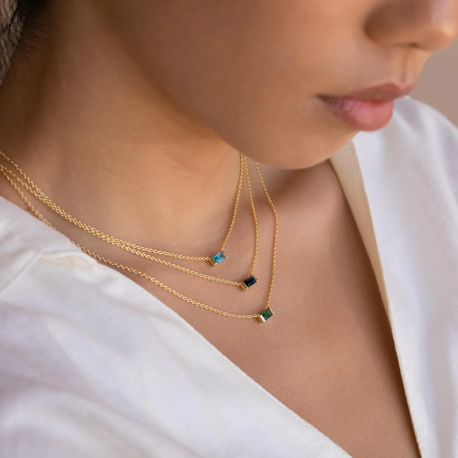 Ritach Layered Birthstone Necklace for Women Mothers 14K Gold Charm Necklace Dainty Paperclip Chain Necklace Pink Emerald Red Purple Pendant Necklace Diamond Jewelry Birthday Party Prom Wedding
