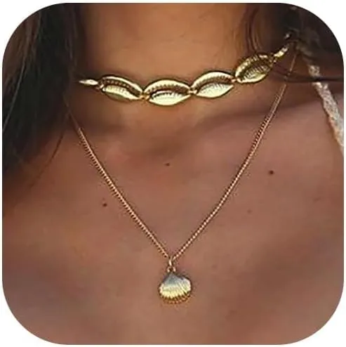 Roe Dolph Shell Necklaces for Women Gold Seashell Necklace Boho Beach Starfish Conch Pendant Necklace Vacation Summer Outfits for Women