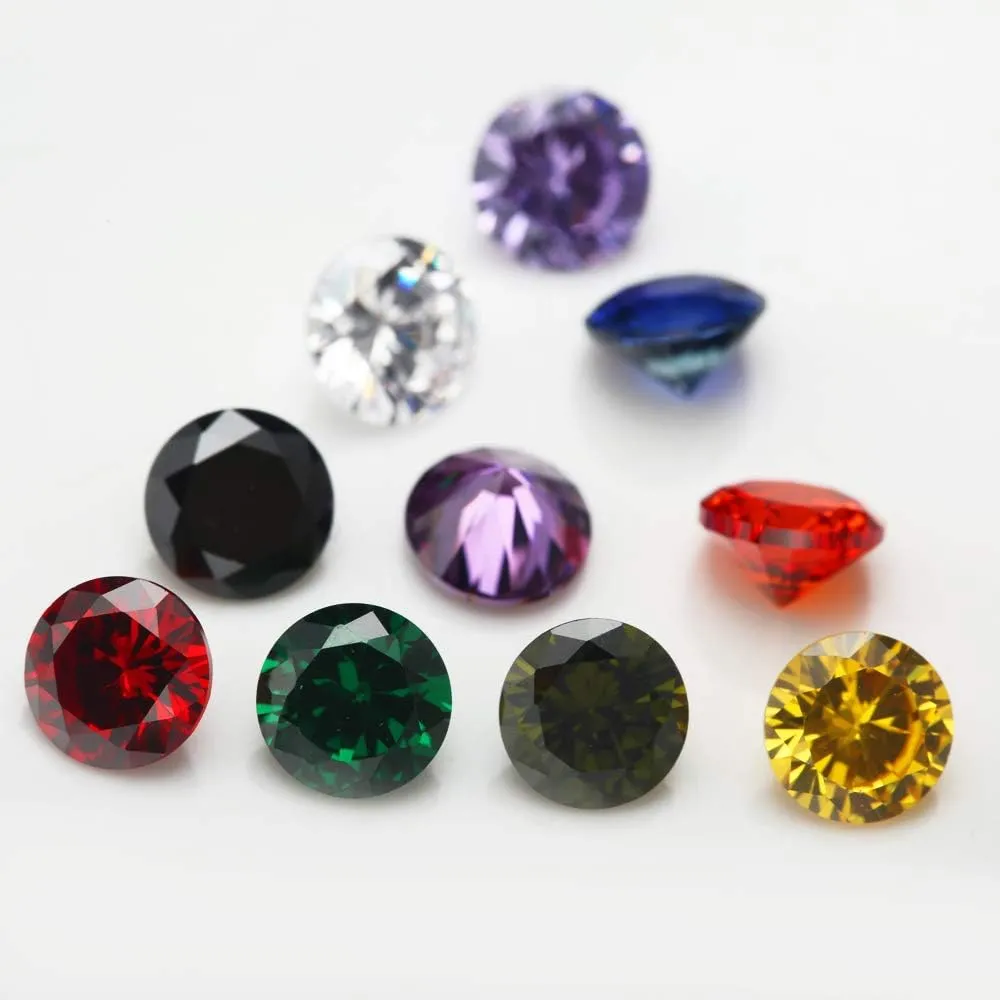 Round Cubic Zirconia Synthetic Gemstone Mix 15 Colors 5A Loose CZ Stone for Jewelry Making