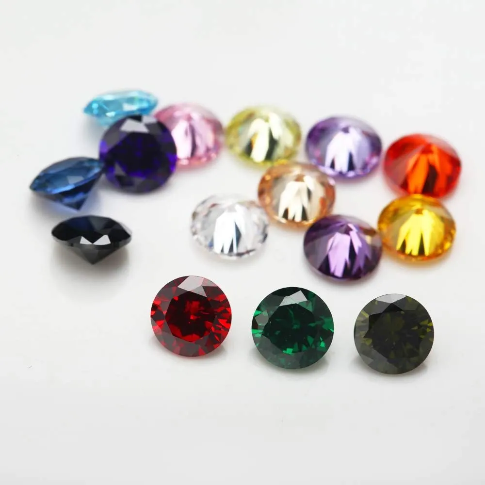 Round Cubic Zirconia Synthetic Gemstone Mix 15 Colors 5A Loose CZ Stone for Jewelry Making